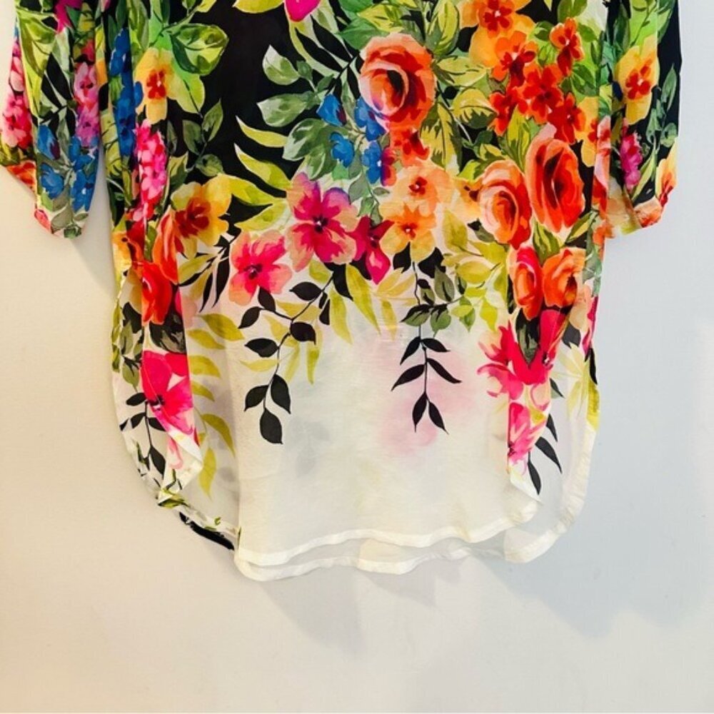 Johnny Was Betty Floral Print Tunic Top Multicolor Size XS Petite - Picture 6 of 10